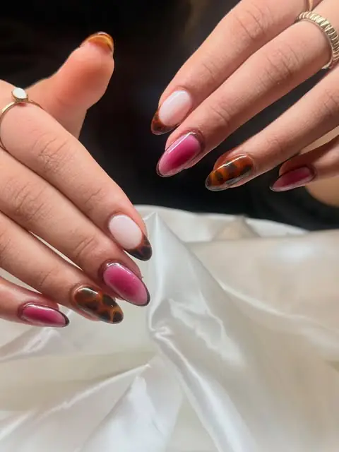 Pink chrome and ombre nails